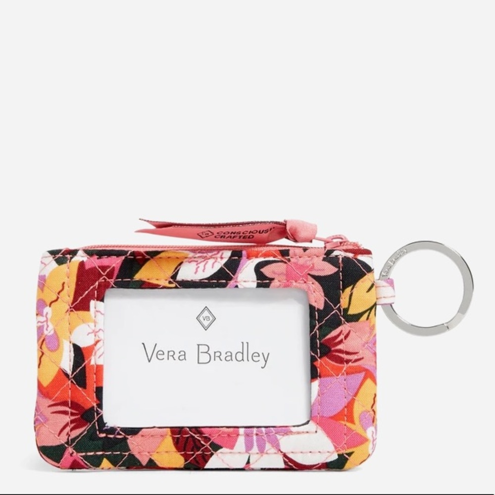 VERA BRADLEY ROSA FLORAL ZIP ID CASE